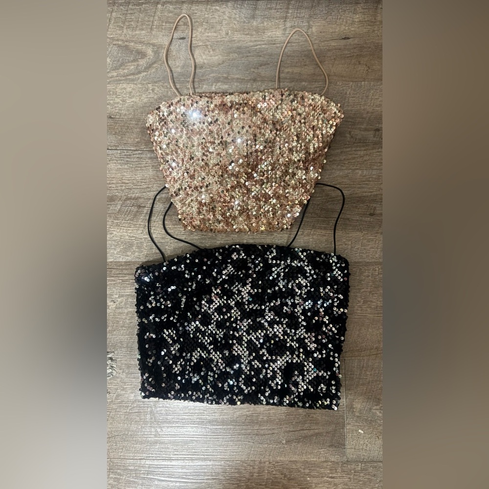 Garage sequin crop tops